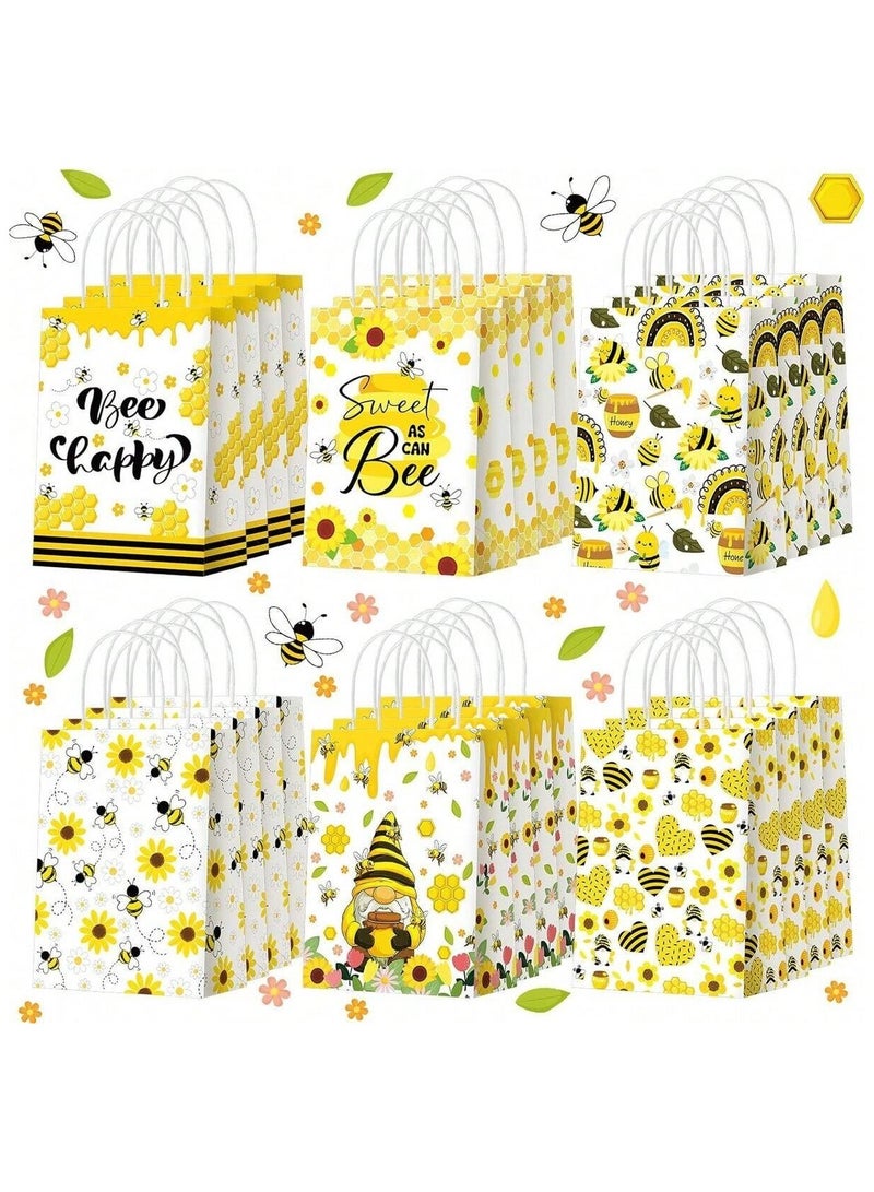 توزيعات اكياس هدايا بتصميم رسومات نحله متنوعه و تحتوي على عبارات تحفيزيه ١٢ قطعه من الاكياس تناسب جميع انواع الحلويات والهدايا - Image 1