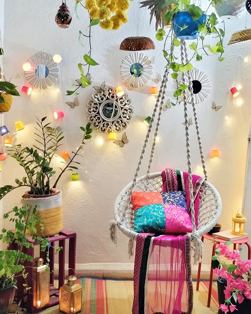 Patiofy Cotton Round Swing For Adults KidsSwing For Indoor OutdoorHammock Hanging Swing ChairWooden Swing For HomeJhula For AdultsSwingIncludes Free Hanging KitWhite66 Cm70 Cm148 Cm