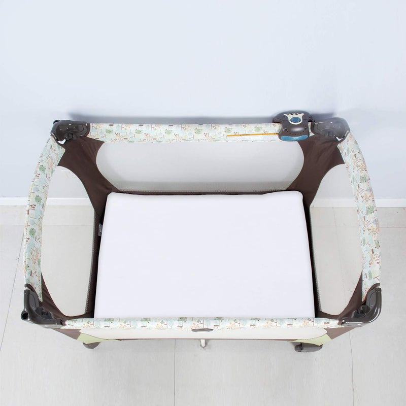 Biloban Pack and Play Sheets Fitted, 2 Pack Pack and Play Sheet Fits for Graco Pack n Play Mattress, Neutral Playard Sheets for Baby Boys and Girl, Grey & White - Image 3