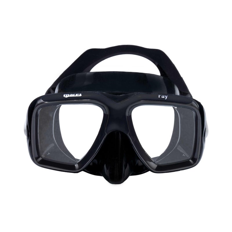 Mares Ray Scuba Diving Snorkeling Mask Adult Wide Field of Vision Ergonomic TwoLens Silicone Skirt Underwater Mask with XShaped Strap Black - Image 2