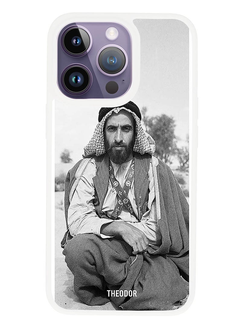 Theodor Protective Case Anti Scratch Shock Proof Cover For APPLE IPHONE 14 PRO MAX Sheikh Zayed Sitting (White Bumper) - Image 1