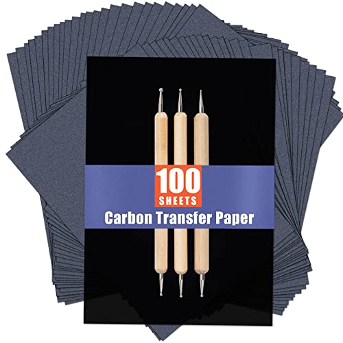 PSLER 100 Sheets Carbon Paper Sheets, Carbon Transfer Paper for DIY Woodworking, Canvas and Other Art Craft Surfaces(7.3 by 10 Inch) - Image 1
