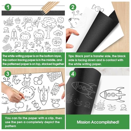 PSLER 100 Sheets Carbon Paper Sheets, Carbon Transfer Paper for DIY Woodworking, Canvas and Other Art Craft Surfaces(7.3 by 10 Inch) - Image 4