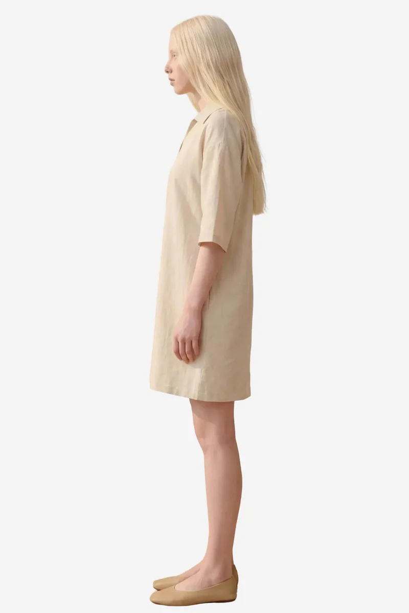 ماي فاشن MY FASHION Polo Collar Mini Dress with Three Quarter Sleeves