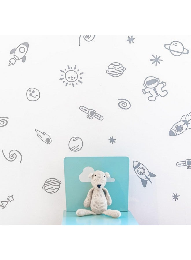 The Boho Design Space Galaxy Wall Decals Peel and Stick for Kids, Baby Bedroom Nursery and Living Room. 40 pcs. Adhesive Vinyl Wall Stickers Decor (Grey) - Image 3