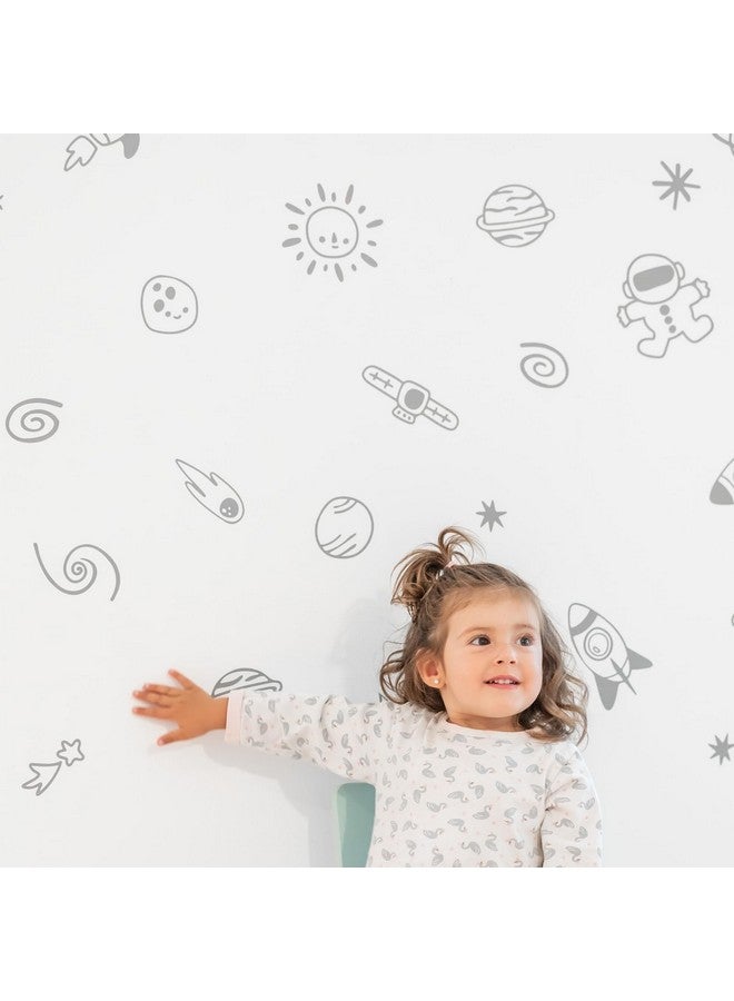 The Boho Design Space Galaxy Wall Decals Peel and Stick for Kids, Baby Bedroom Nursery and Living Room. 40 pcs. Adhesive Vinyl Wall Stickers Decor (Grey) - Image 4