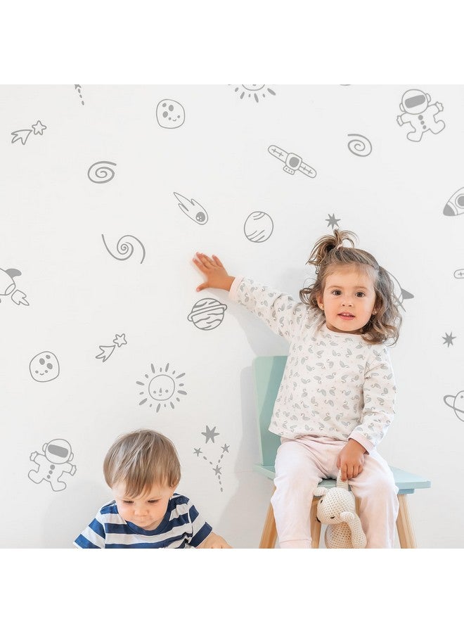 The Boho Design Space Galaxy Wall Decals Peel and Stick for Kids, Baby Bedroom Nursery and Living Room. 40 pcs. Adhesive Vinyl Wall Stickers Decor (Grey) - Image 1