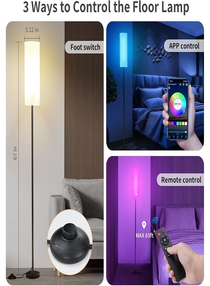DMG TECH Floor Lamp Temperature Modern LED Standing Lamp Linen Lampshade Elegant High Light Stepless Dimming Floor Lamp - Image 2