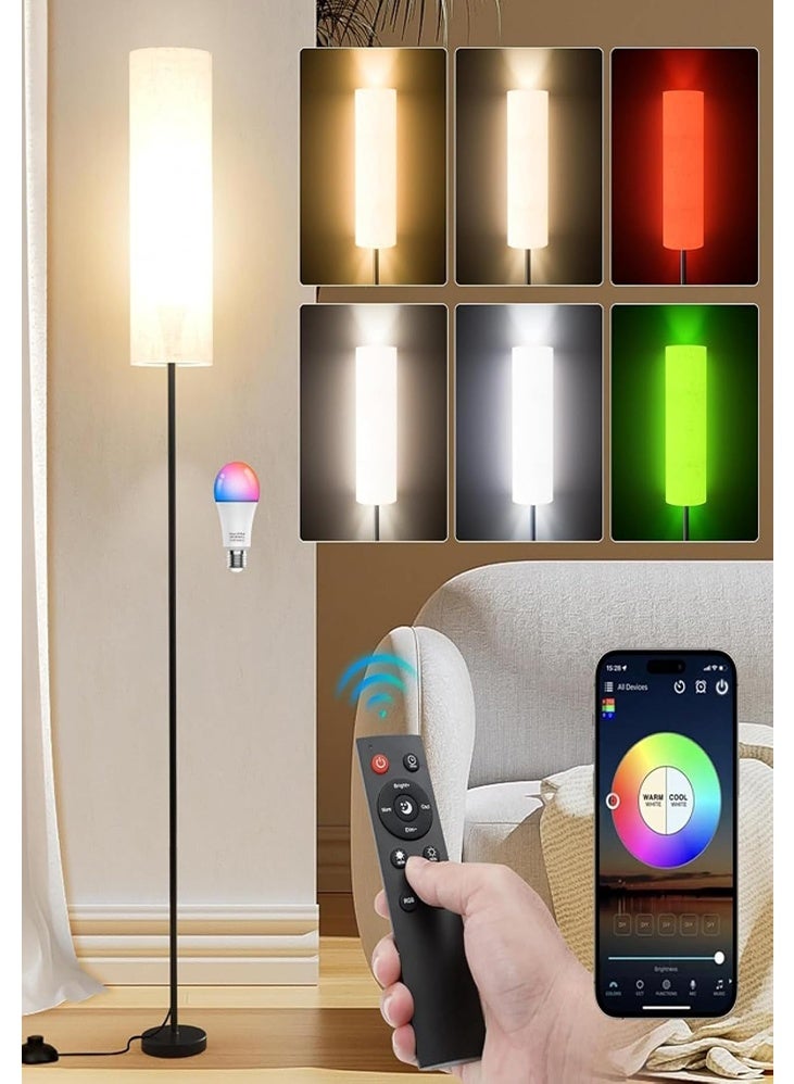 DMG TECH Floor Lamp Temperature Modern LED Standing Lamp Linen Lampshade Elegant High Light Stepless Dimming Floor Lamp - Image 3