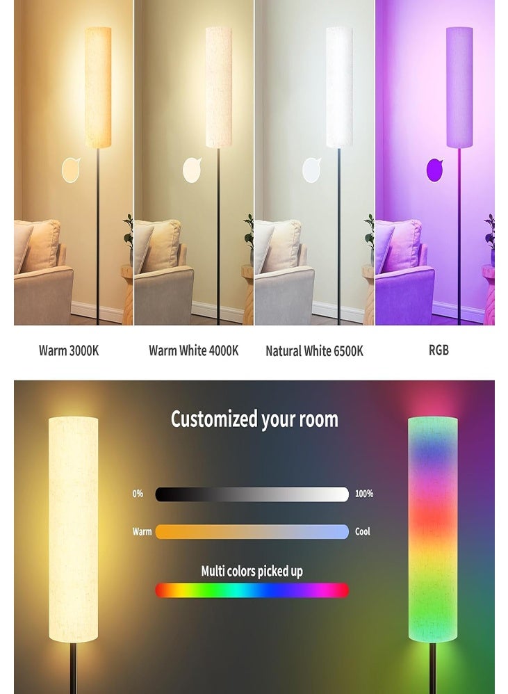 DMG TECH Floor Lamp Temperature Modern LED Standing Lamp Linen Lampshade Elegant High Light Stepless Dimming Floor Lamp - Image 4