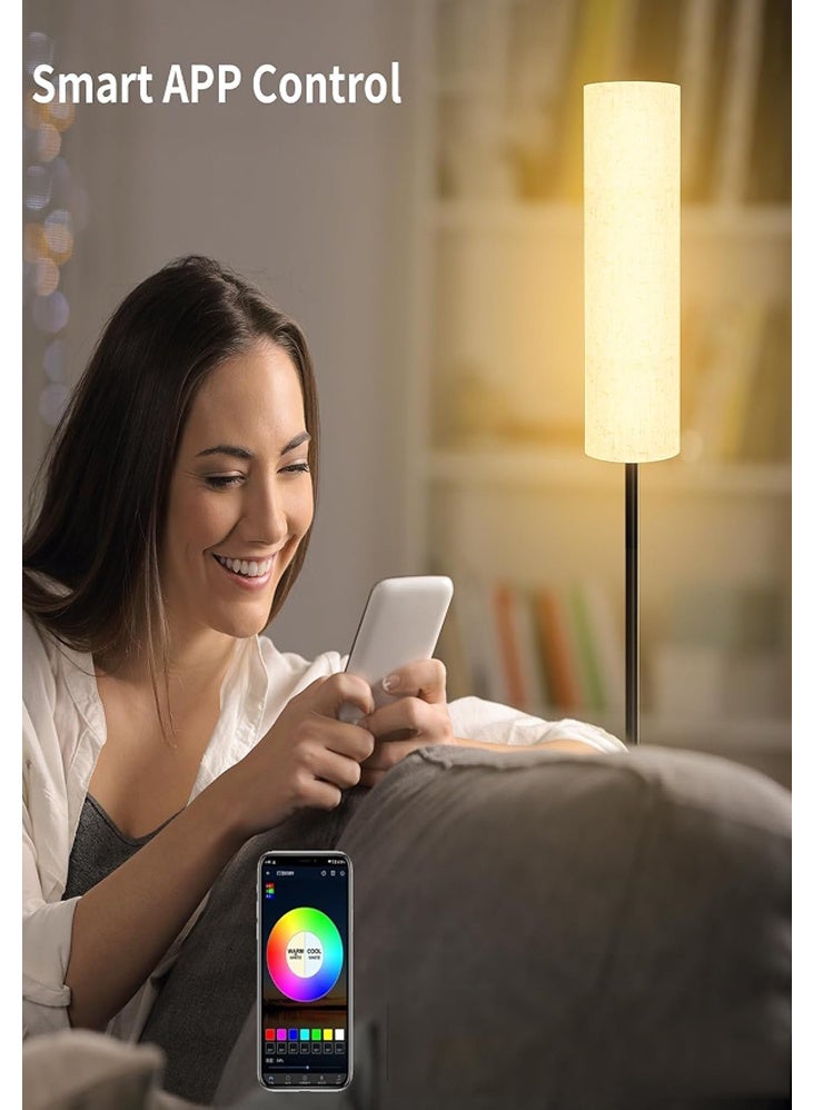 DMG TECH Floor Lamp Temperature Modern LED Standing Lamp Linen Lampshade Elegant High Light Stepless Dimming Floor Lamp - Image 5