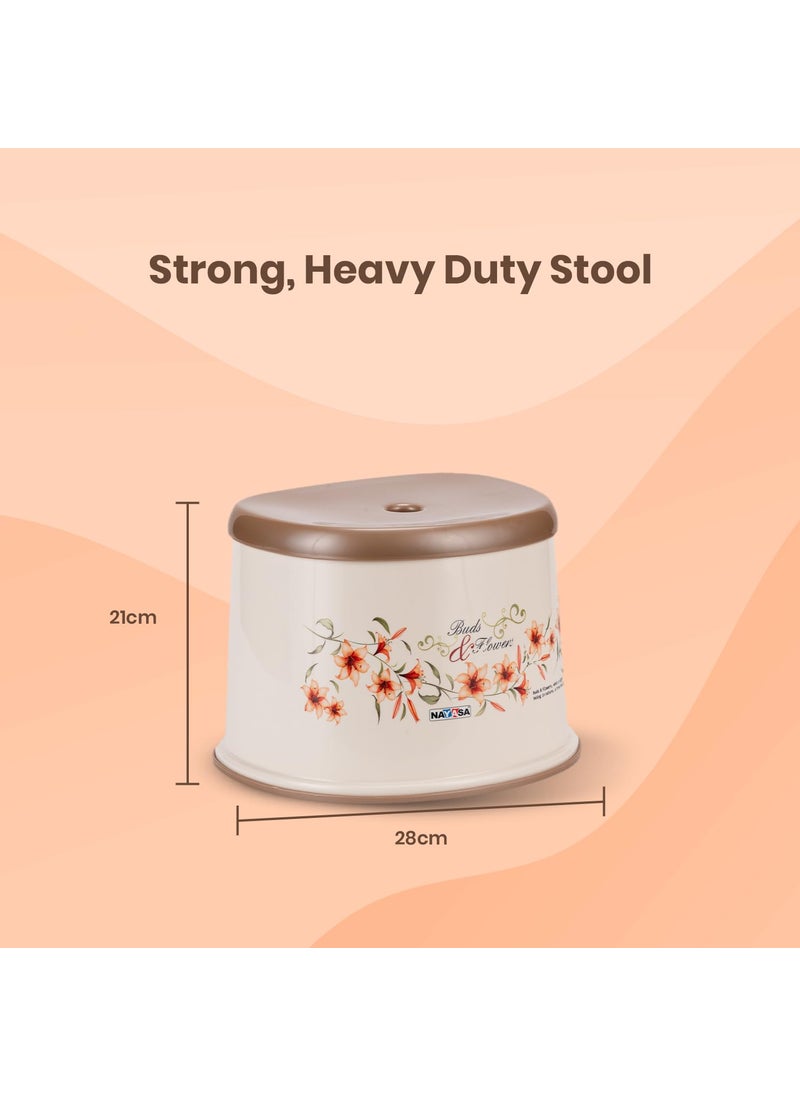 NAYASA Nayasa Plastic Square Deluxe 3 Pcs Bathroom Set | Bucket 25 L + Mug 1.5 L + 508 DLX Stool | Bath Set for Bathroom | Off - White  - Image 5