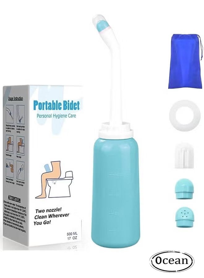 JS Portable Bidet Sprayer Travel Shattaf for Toilet Personal Hygiene Cleaning, Soothing Postpartum Care, Baby Care Travel Bidet with Hand Held Bidet Bottle, 500ml (Green Color) - Image 1