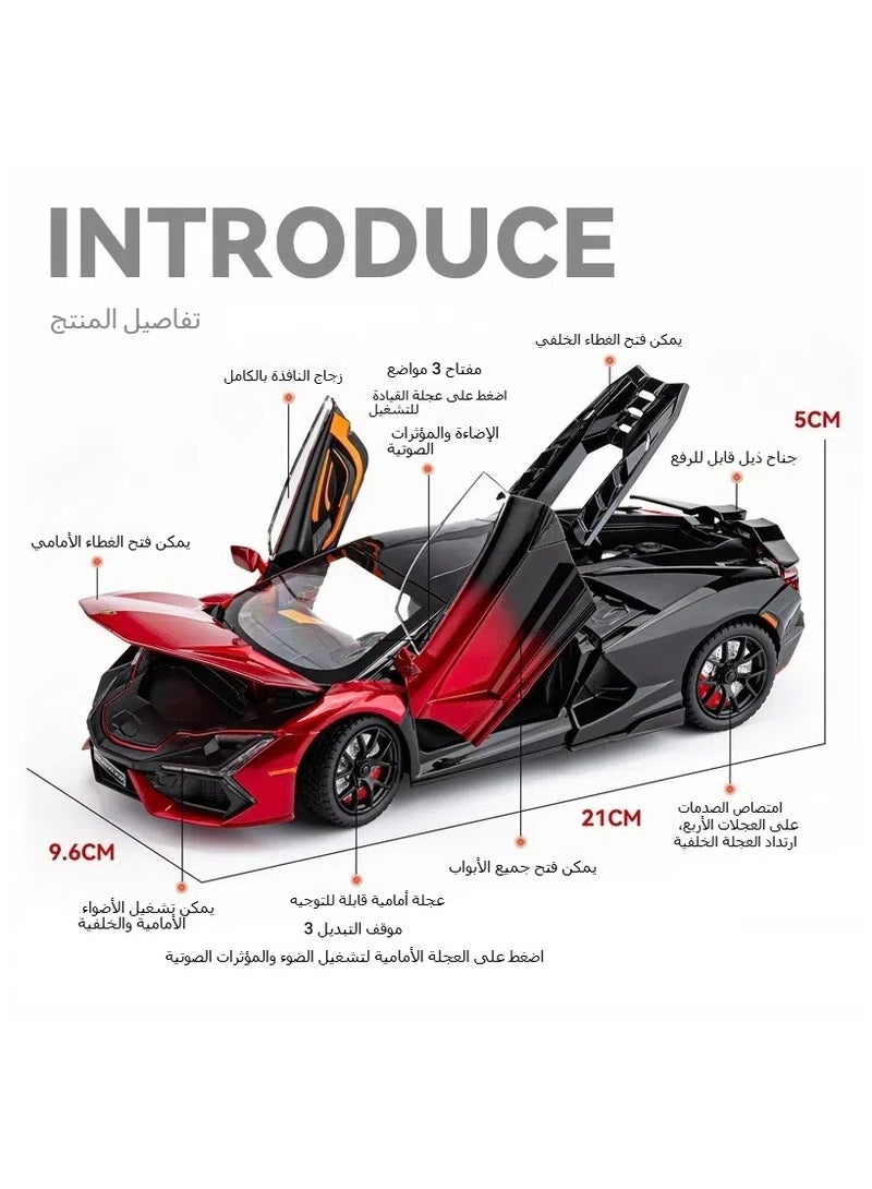 general 1/24 Lamborghini Golden Bull Alloy Sports Car Model Boy's Car Toy Trendy Collectible Display Piece - Image 3