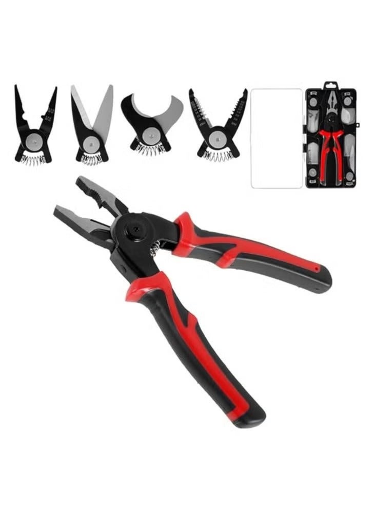 دينكس مجموعة ادوات شديدة التحمل ومتعددة الاستخدامات 5 في 1، كماشة تعرية الاسلاك وقواطع الكابلات وكماشة تجعيد - Image 1