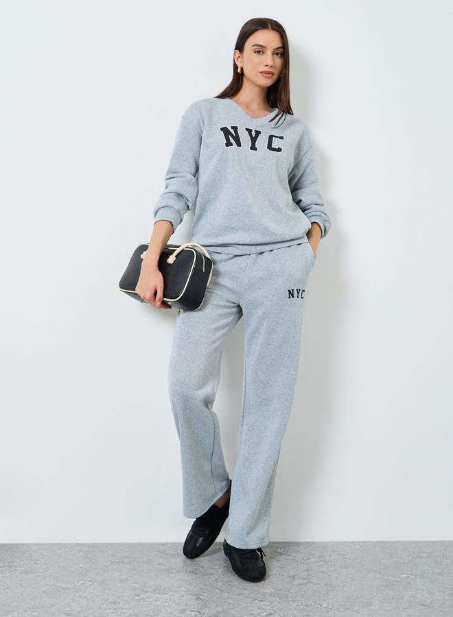 Styli Grey NYC Print Sweatshirt and Joggers Set - Image 1