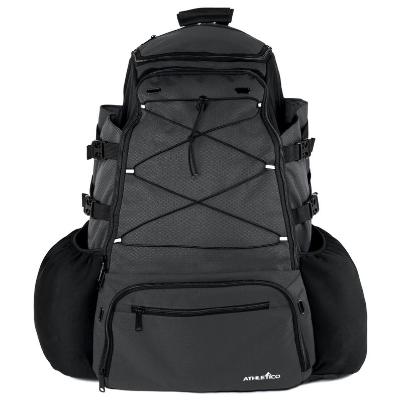 Athletico Dominator Baseball Backpack - Adult Catchers Gear Bag for 4 Bats, Large Bat Bag Holds Chest Protector, Helmet, Gloves, Cleats - Black - Image 2