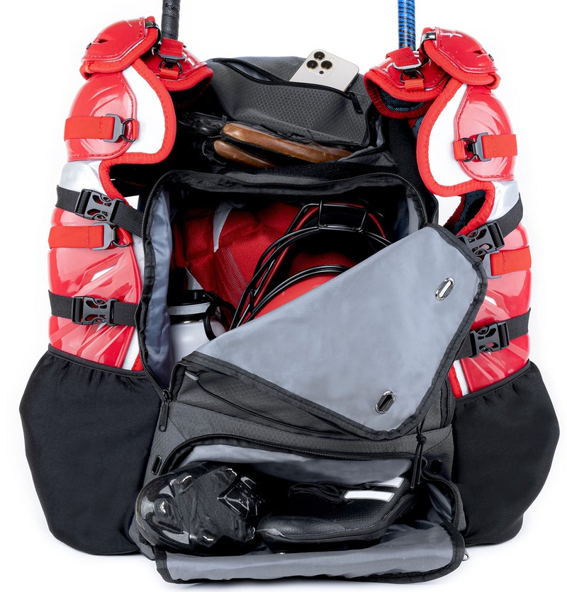 Athletico Dominator Baseball Backpack - Adult Catchers Gear Bag for 4 Bats, Large Bat Bag Holds Chest Protector, Helmet, Gloves, Cleats - Black - Image 1