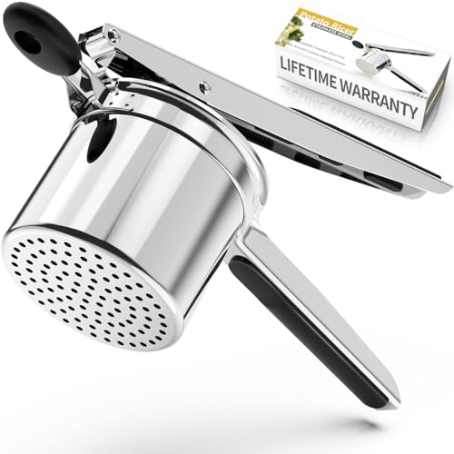 SPEENSUN Potato Ricer Ricer For Mashed Potatoes 15 OZ Heavy Duty Stainless Steel Potato Masher Make Fluffy Mashed Potatoes Fixed Disc Spaetzle Maker Without Messy With Silicone Handle