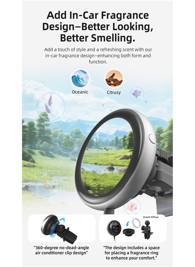 CarPlayClip Wireless Carplay Adapter for Apple iPhone with Multi Functional Screen Controlled by APP, Car Diffuser, Car Photo Frames, Music Album Cover, Car Clock, for OEM Wired CarPlay Cars