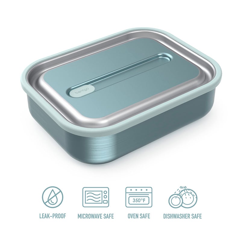 Bentgo® MicroSteel® Leak-Proof Lunch Box - Microwave-Safe, Oven-Safe, Bento-Style Container with Removable Divider, Airtight Lid, Sustainable Design, Odor & Stain Resistant (Aqua) - Image 4