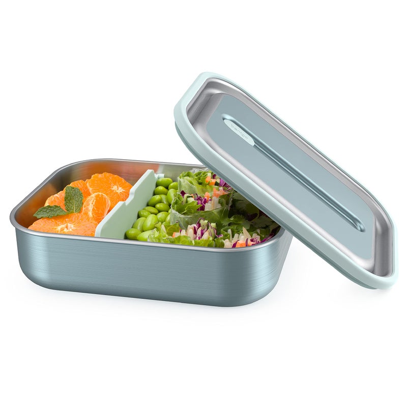 Bentgo® MicroSteel® Leak-Proof Lunch Box - Microwave-Safe, Oven-Safe, Bento-Style Container with Removable Divider, Airtight Lid, Sustainable Design, Odor & Stain Resistant (Aqua) - Image 1