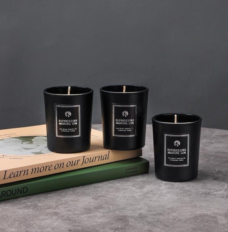 JAYATO 3 Pack Scented Candles Gift Set with Gift Box for Home, Natural Soy Wax, Candles for Home Scented, Oud Candles Set - Aromatherapy, Bath, Yoga, Long Lasting Portable Aromatherapy Candle,Best Gift for Women, Black, Agarwood - Image 3
