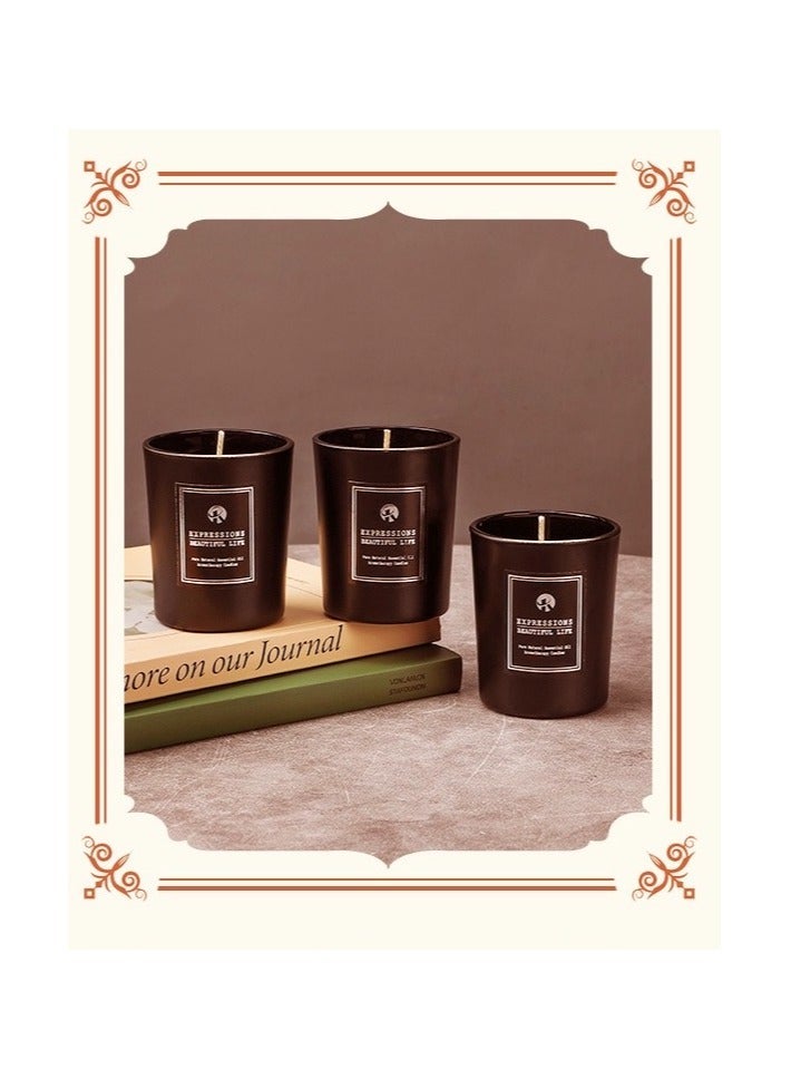 JAYATO 3 Pack Scented Candles Gift Set with Gift Box for Home, Natural Soy Wax, Candles for Home Scented, Oud Candles Set - Aromatherapy, Bath, Yoga, Long Lasting Portable Aromatherapy Candle,Best Gift for Women, Black, Agarwood - Image 1