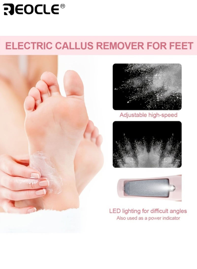 REOCLE Electric Foot Grinder with Rechargeable Battery and 2 Grinding Heads Pedicure Machine with Coarse Fine Settings for Dead Skin Removal - Image 3