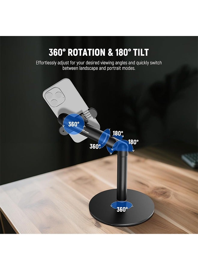 Neewer NEEWER Basics Cell Phone Stand for Desk, Adjustable Phone Holder Clamp with Weighted Metal Base, Office Table Phone Mount Compatible with iPhone 16 15 Pro Max Plus Samsung for Video Recording  - Image 4