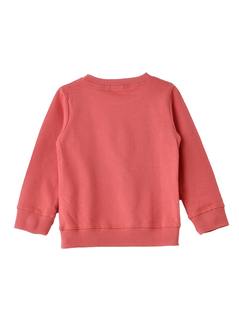 Jelliene Girls Coral Sweatshirt - Cozy Friends Print  - Image 2