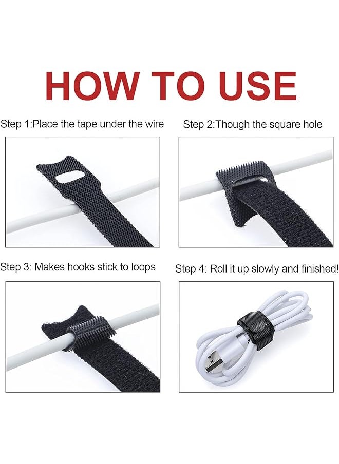 erorex - Reusable Fastening Cable Ties With Hook And Loop 6 Inch Multi Purpose Cable Straps Wire Ties Cable Management Adjustable Cord Organizer Ties For Computer 5 Colors 50Pcs - Image 1