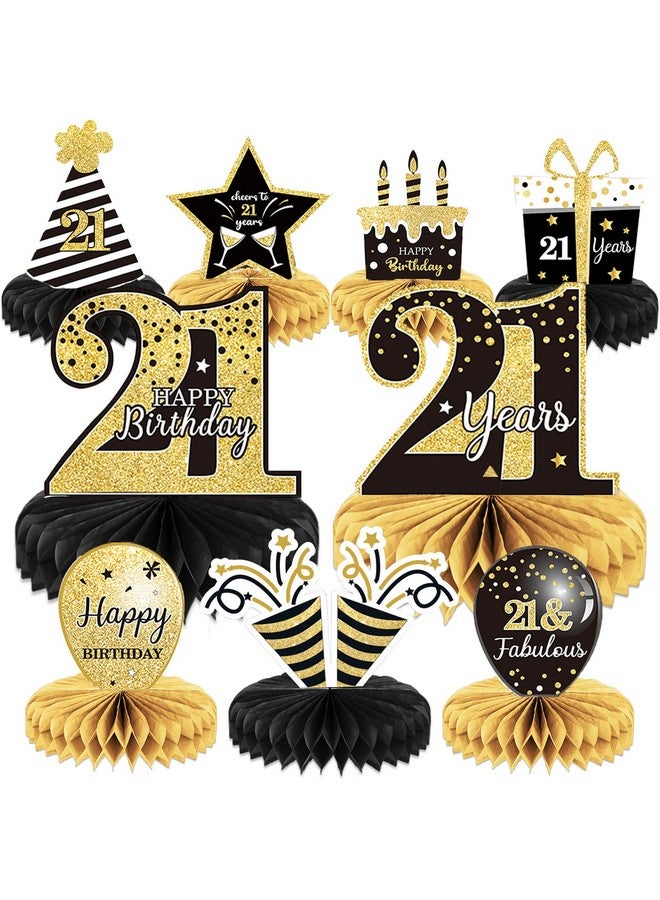 Tevxj 9 Pieces 21St Birthday Decoration 21St Birthday Centerpieces For Tables Decorations Cheers To 21 Years Honeycomb Table Topper For Men And Women 21 Years Birthday Party Decoration Supplies(21St) - Image 1