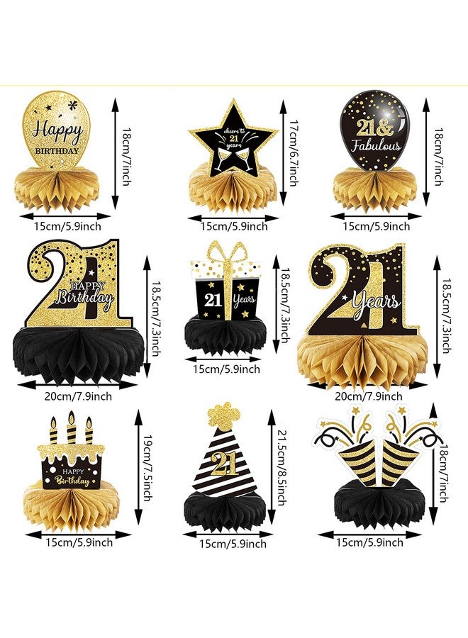 Tevxj 9 Pieces 21St Birthday Decoration 21St Birthday Centerpieces For Tables Decorations Cheers To 21 Years Honeycomb Table Topper For Men And Women 21 Years Birthday Party Decoration Supplies(21St) - Image 2