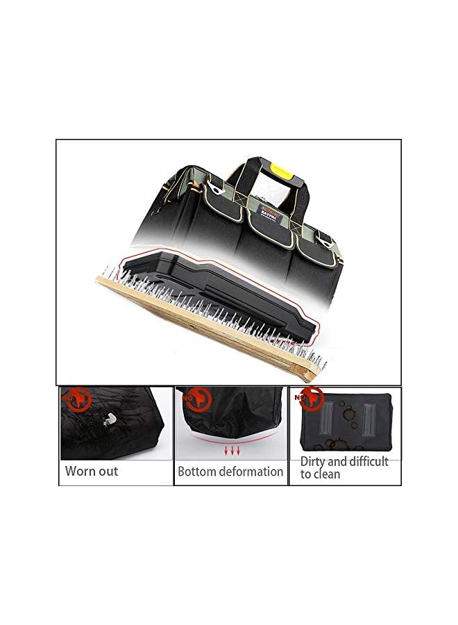 PROMASS Tool Bag 16inch with PVC Base Tool Storage Bag Multi-Functional Large Capacity Waterproof Tool Tote Bag for Electricians Carpenters  - Image 2