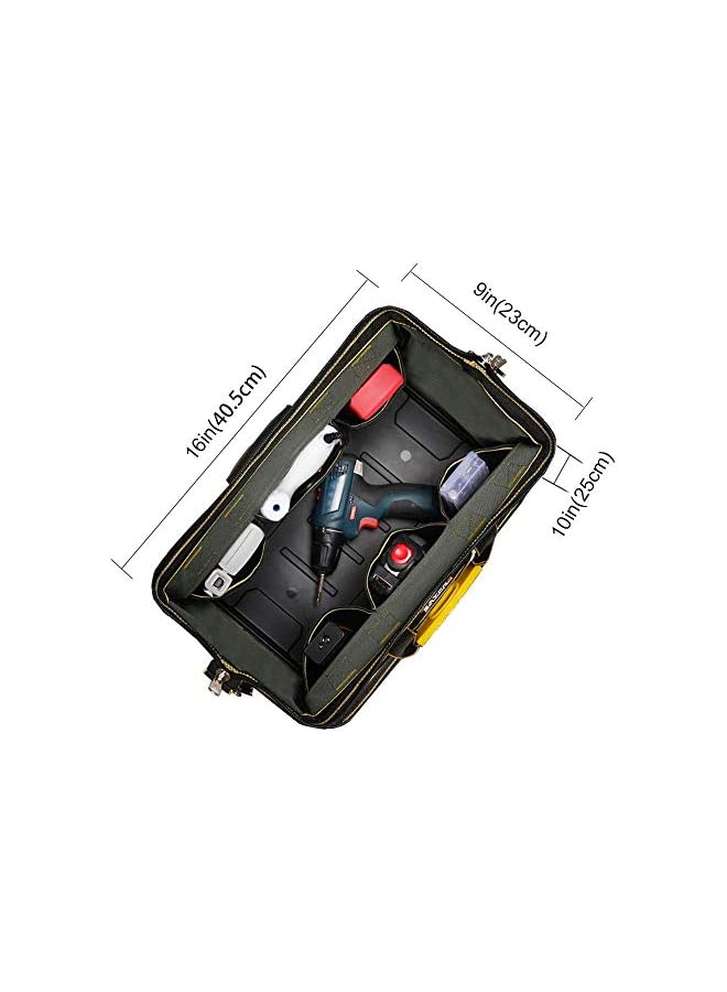 PROMASS Tool Bag 16inch with PVC Base Tool Storage Bag Multi-Functional Large Capacity Waterproof Tool Tote Bag for Electricians Carpenters  - Image 5