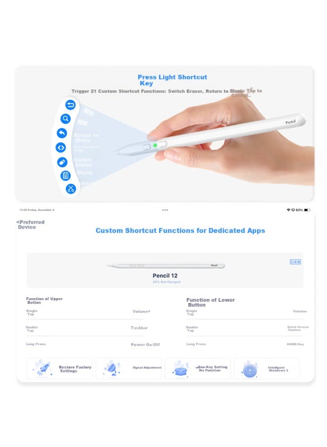 Musttrue Capacitive Stylus Pen For Ipad Apple Pencil 2nd Generation Anti-mistouch Pro/air 6/5 Tablet Touch Screen Stylus Pen Magnetic Absorption Dual Charging - Image 2