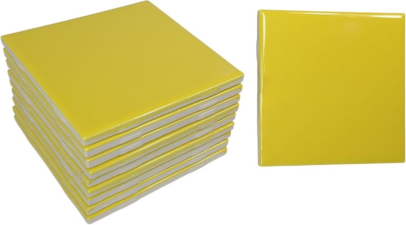 Daltile Sunflower Yellow Ceramic Tile 4.25 in Vintage Subway Square Shower Bathroom Kitchen Backsplash Mosaic Arts Crafts 10 Piece Pack - Image 5