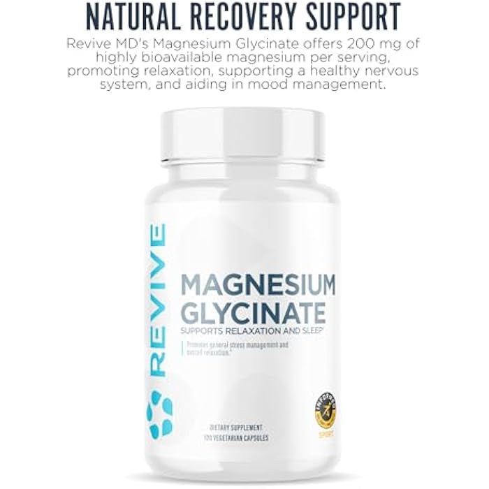 revive ريفايف إم دي بيور ماغنيسيوم جليسينات 200mg – مكمل عالي الامتصاص للاسترخاء، تخفيف التوتر، دعم النوم والذاكرة – يعزز عظام قوية، وظائف عصبية وعضلية صحية (60 حصة) - Image 3