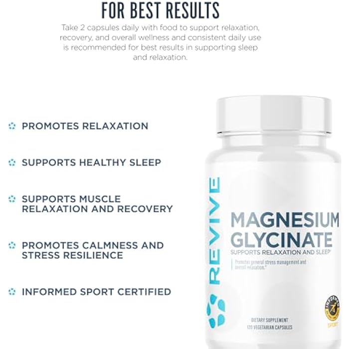 revive ريفايف إم دي بيور ماغنيسيوم جليسينات 200mg – مكمل عالي الامتصاص للاسترخاء، تخفيف التوتر، دعم النوم والذاكرة – يعزز عظام قوية، وظائف عصبية وعضلية صحية (60 حصة) - Image 5