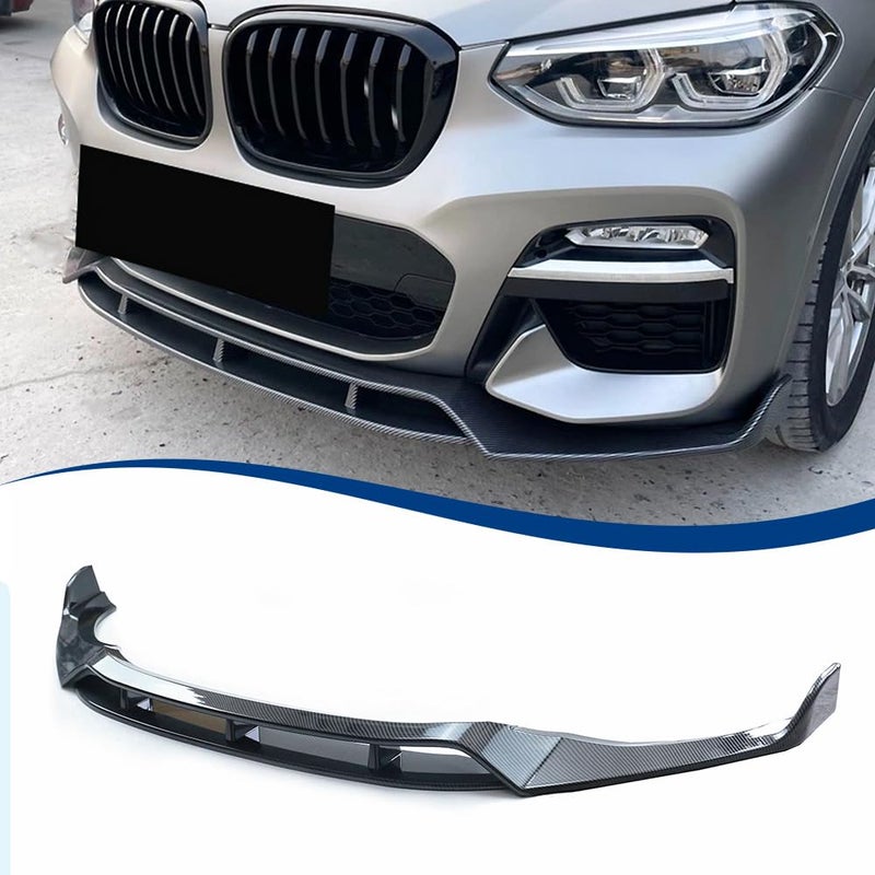 XPHAZZ Carbon Fiber Pattern Front Lip Compatible with BMW (2018-2021) X3 G01 (2019-2021) X4 G02 M-Sport Model ABS Bumper Air Splitter - Image 1