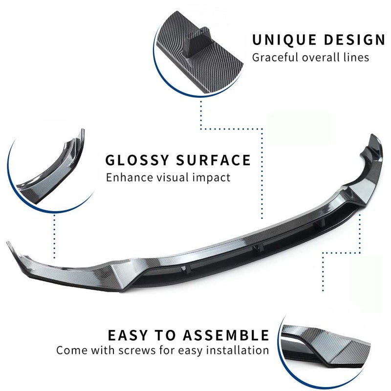 XPHAZZ Carbon Fiber Pattern Front Lip Compatible with BMW (2018-2021) X3 G01 (2019-2021) X4 G02 M-Sport Model ABS Bumper Air Splitter - Image 4