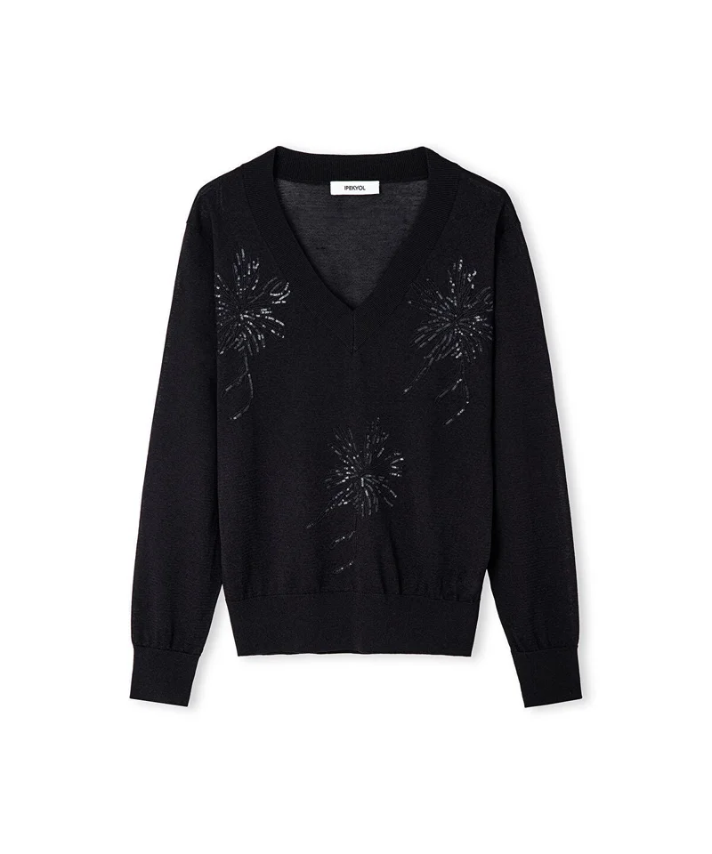 Ipekyol  Embroidered Sequinned Knit Top for Women | Best Price UAE