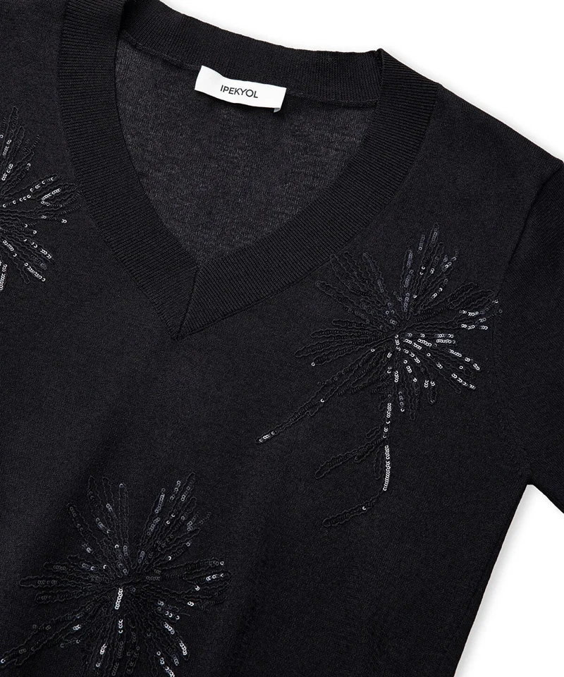 Ipekyol  Embroidered Sequinned Knit Top for Women | Best Price UAE
