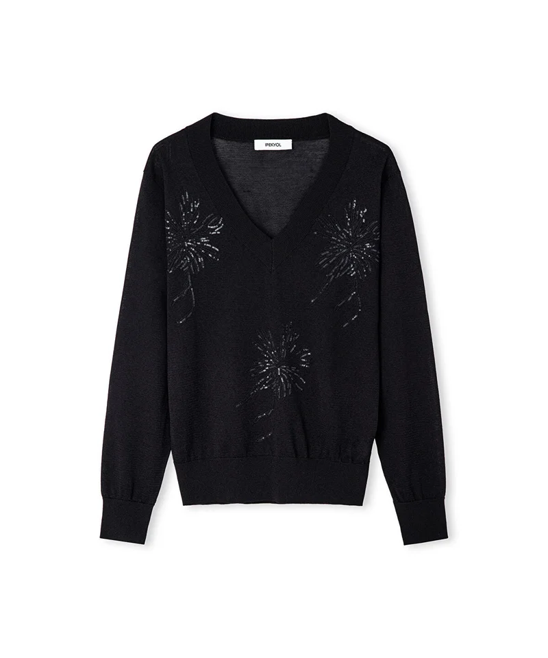 Ipekyol  Embroidered Sequinned Knit Top for Women | Best Price UAE