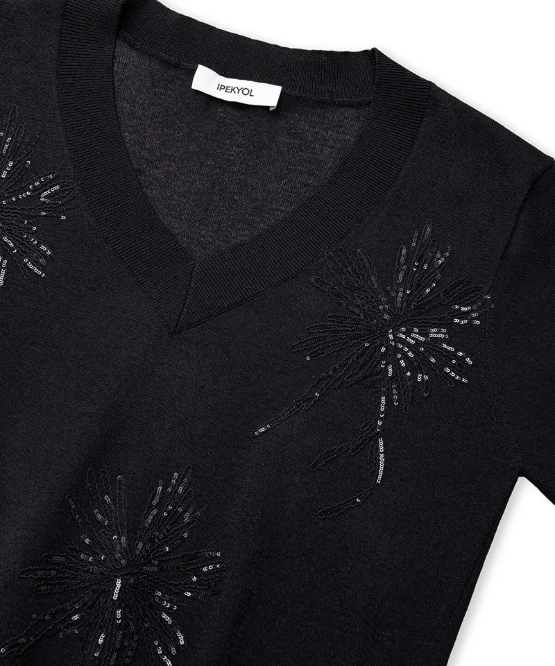 Ipekyol  Embroidered Sequinned Knit Top for Women | Best Price UAE