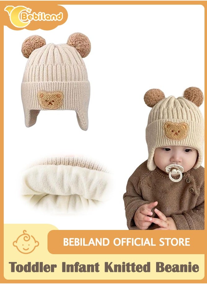 Bebiland Baby Hat, Toddler Infant Knitted Beanie with Warm Earflaps, Winter Cap for Boys and Girls  - Image 1