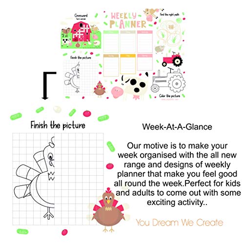 COI Weekly Planner/Stylish Love for Farm Collection Writing Notepad with Multiple Fun Activities and Table Organizer - Image 4