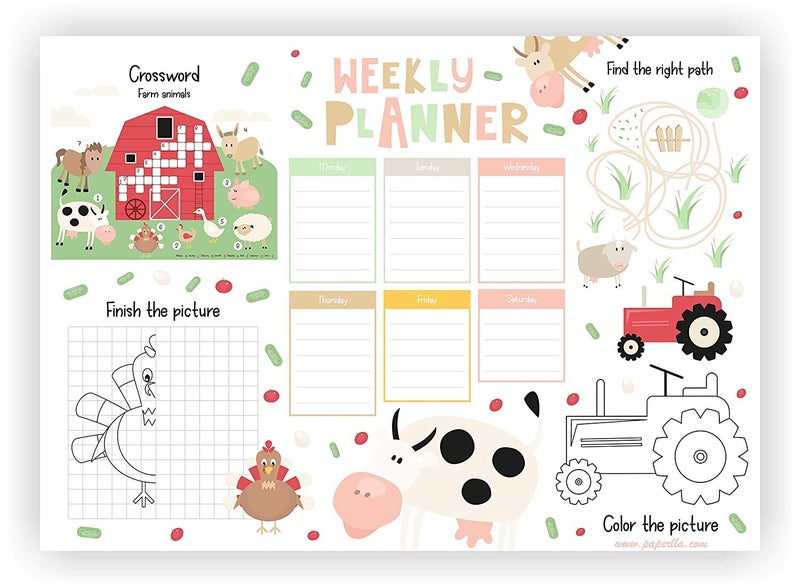COI Weekly Planner/Stylish Love for Farm Collection Writing Notepad with Multiple Fun Activities and Table Organizer - Image 1