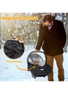 Orzbow Orzbow Canopy Style Bunting Bag Weather in Car Seats and Strollers, Infant Blanket Warm in Winter (Black)  - Image 3